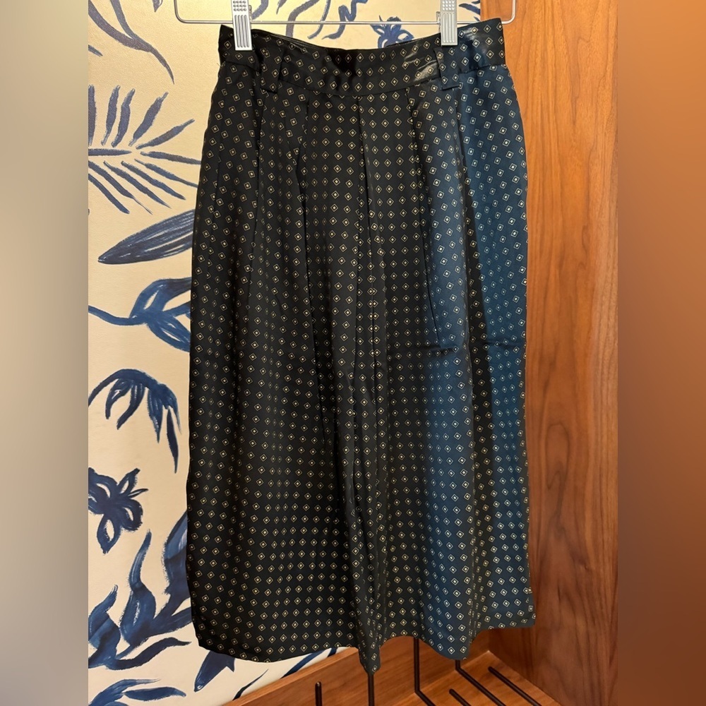 Vintage Jones New York Silk Skirt Black Print A-Line Classic Midi Polka Dot